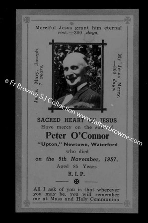 MASS CARD FOR PETER O'CONNOR